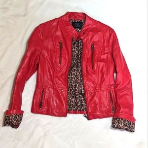Red PU/vegan leather jacket